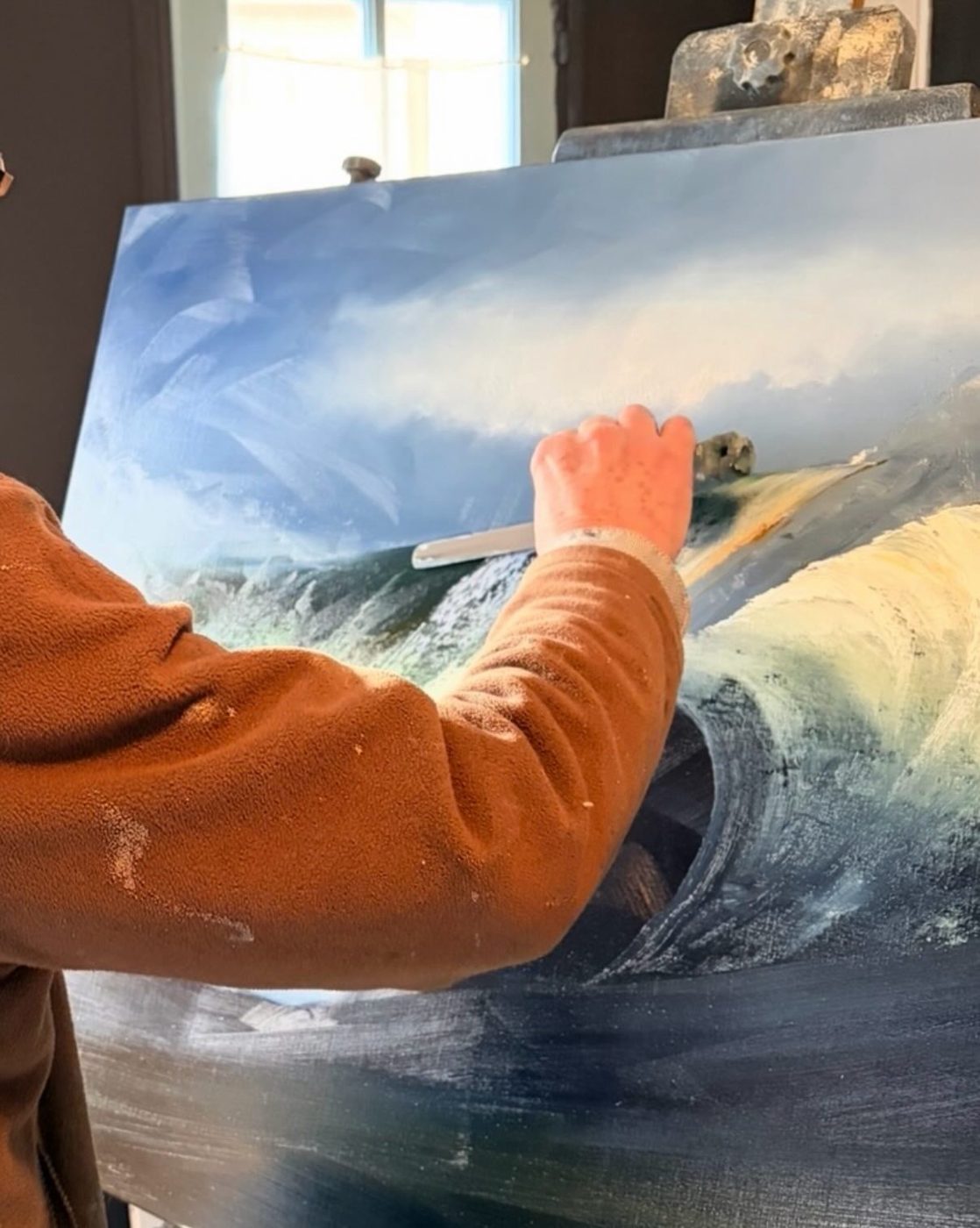 Jean-Jacques Gendron au travail sur une marine